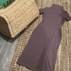 MARCELLA Mauve Mock High-Neck Midi Bodycon Dress Size Small